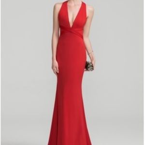 Beautiful, sexy red open neck,backless halter gown